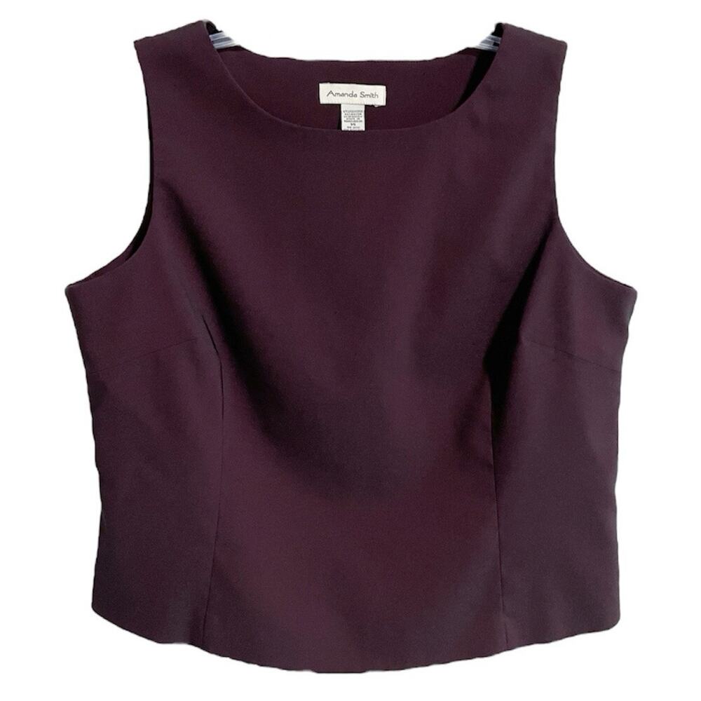 Vtg Amanda Smith Two Tone Formal Sleeveless Blouse Top 14 Purple Career Event